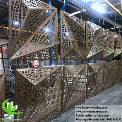 Panneau d'aluminium perforé 3D personnalisé pour façade de bâtiment avec finition en poudre en 1000x2000mm