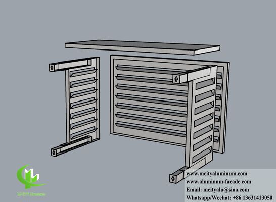 Bon prix Couverture de climatiseur en aluminium thermolaqué de qualité côtière avec système modulaire facile à installer pour enceinte de pompe à chaleur en ligne