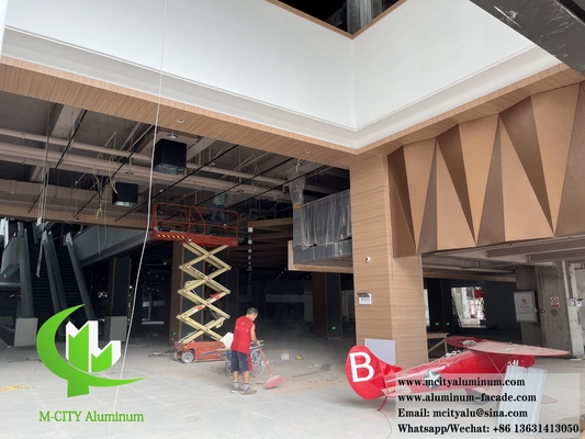 Métal revêtement 3D panneaux en aluminium décoration de plafond motif perforé avec éclairage LED