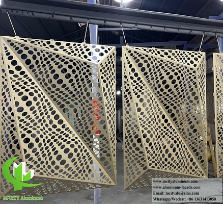 Écran métallique découpé au laser Panneau d'aluminium revêtement PVDF Forme 3D Pour la décoration de façade de bâtiment