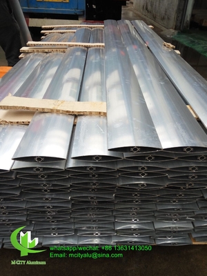 revêtement en poudre Lamelle en aluminium architectural à forme elliptique pour fenêtre de façade système fixe