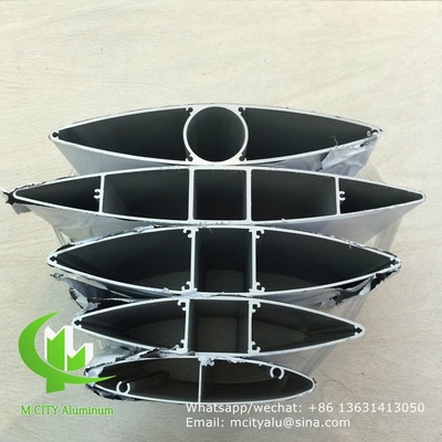 revêtement en poudre architectural Aerofoil profil de voile en aluminium avec forme ovale pour mur rideau de façade