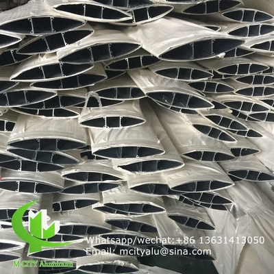 revêtement en poudre architectural Aerofoil profil de voile en aluminium avec forme ovale pour mur rideau de façade