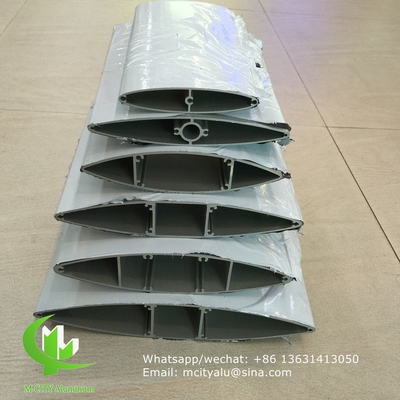 revêtement en poudre architectural Aerofoil profil de voile en aluminium avec forme ovale pour mur rideau de façade