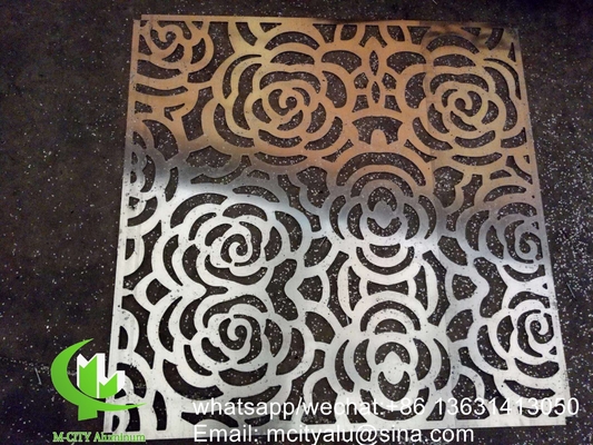 Panneau découpé au laser panneau creux design de rose de fleur 2,5 mm revêtement en aluminium métallique pour mur
