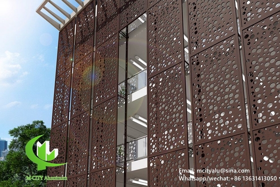 revêtement de façade en poudre perforé de 3 mm, revêtement de façade à écran en aluminium métallique à motif