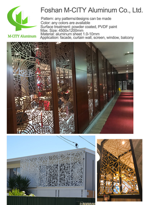 Panneau sculpté perforé CNC en aluminium Panneau revêtement en métal en aluminium Panneau sculpté en feuille pour façade