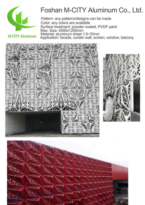 Panneau sculpté perforé CNC en aluminium Panneau revêtement en métal en aluminium Panneau sculpté en feuille pour façade