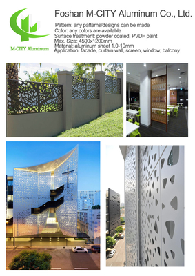 Écrans perforés en aluminium pour la protection de la vie privée des murs de rideau, revêtements de façade, panneaux muraux, écrans perforés