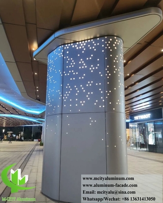 Écran métallique à découpe laser revêtement de colonne en aluminium avec lumière LED