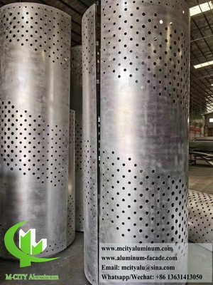 Colonne métallique revêtement panneaux en aluminium modèle perforé avec lumière LED