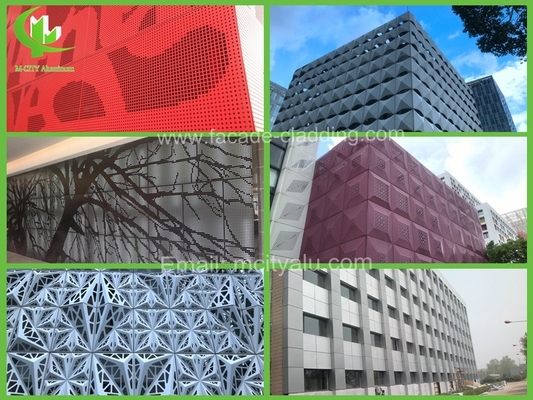 Façade en aluminium perforé revêtu de panneaux muraux extérieurs de façade de bâtiment pour couverture extérieure