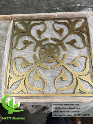 Écran en aluminium d'épaisseur de 8 mm, gravure CNC, décoration de cloisons en laiton