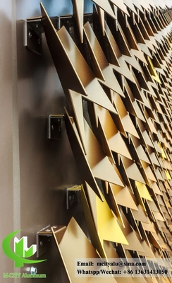 Panneau métallique en aluminium laisse forme pour revêtement de bâtiment avec couleur dorée