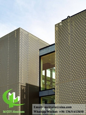 Panneau métallique en aluminium laisse forme pour revêtement de bâtiment avec couleur dorée