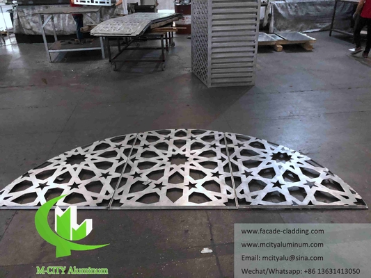 Façade architecturale en aluminium, feuille métallique coupée au laser pour revêtement de murs de mosquée musulmane