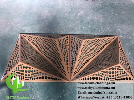 Façade d'aluminium architectural en feuille perforée 3D, feuille métallique à découpe laser pour revêtement