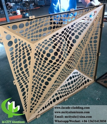 Façade d'aluminium architectural en feuille perforée 3D, feuille métallique à découpe laser pour revêtement