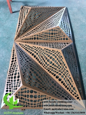 Façade d'aluminium architectural en feuille perforée 3D, feuille métallique à découpe laser pour revêtement
