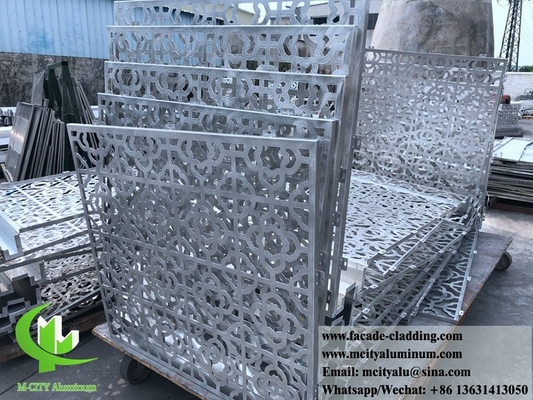 Façades métalliques de panneaux d'aluminium coupés au laser, revêtements métalliques en feuille en poudre