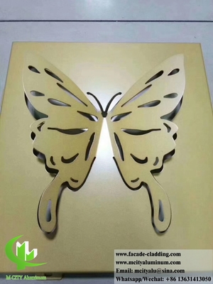 Panneaux métalliques de conception papillon feuille d'aluminium pour la décoration de murs, revêtements