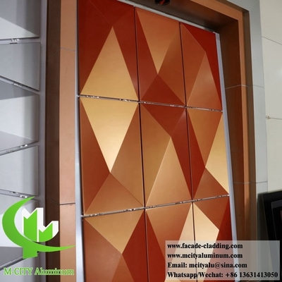 Façade en aluminium en feuille métallique en forme 3D, feuille perforée couleur dorée