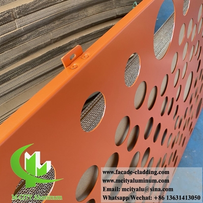 Écran métallique externe avec perforation, trous ronds, motifs en poudre, couche orange