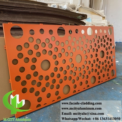 Écran métallique externe avec perforation, trous ronds, motifs en poudre, couche orange