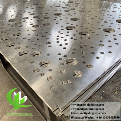 Conception de la perforation des trous ronds, façade en aluminium, système de revêtement des murs en métal