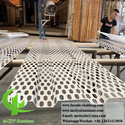 Panneau de tôle d'aluminium perforé décoratif en forme hexagonale en poudre couverte de couleur grise