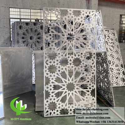 Islam design façade métallique revêtement murale en aluminium avec motifs perforés en poudre