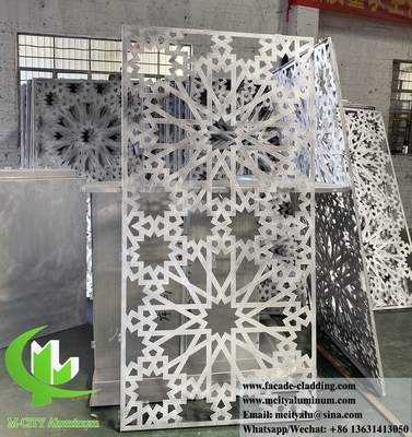 Islam design façade métallique revêtement murale en aluminium avec motifs perforés en poudre