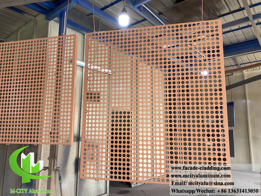 Système de façade de tôle de couleur dorée perforée en alliage d'aluminium 3 mm d'épaisseur Peinture PVDF
