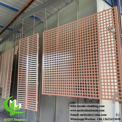 Système de façade de tôle de couleur dorée perforée en alliage d'aluminium 3 mm d'épaisseur Peinture PVDF