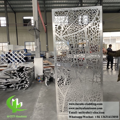 Écran métallique de 3 mm, coupe au laser, motifs de feuilles pour les revêtements muraux intérieurs, décoration de couleur de tranche
