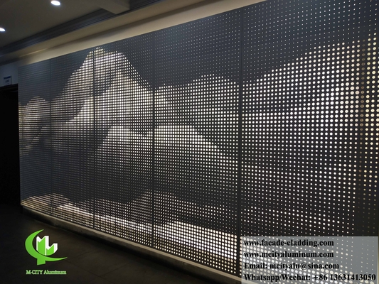 Panneau métallique perforé en feuille d'aluminium en poudre d'épaisseur de 3 mm, revêtu d'une lumière LED