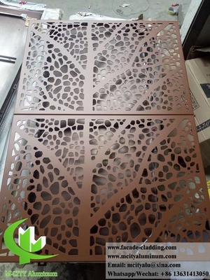 Façade métallique de design Tree Leaf revêtement en feuille d'aluminium avec motifs d'épaisseur 3 mm en poudre revêtue