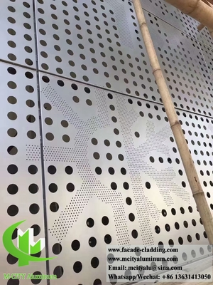 Façades en aluminium pour revêtement métallique perforé avec des trous ronds de couleur PVDF