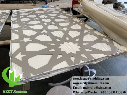 Écran métallique perforé en aluminium massif revêtement murale en poudre couverte de couleur grise avec motifs