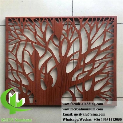 Écran métallique en bois de couleur de grain d'aluminium à découpe laser Panneaux métalliques décoratifs pour revêtements muraux de façade de fenêtre