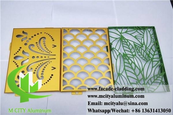 Écrans décoratifs extérieurs en métal en poudre d'aluminium revêtu de couleur de paille avec motifs