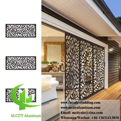 Panneaux de protection de la vie privée en aluminium décoratif avec motifs coupés au laser couvert en poudre couleur noire