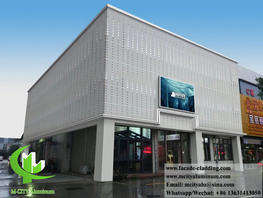 Système de façades de revêtement métallique perforé épaisseur 3 mm PVDF