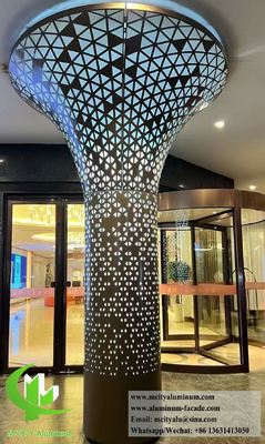 Bon prix Bardage en aluminium perforé avec intégration de lumière LED pour la décoration de colonnes, présentant des motifs de perforation personnalisables et un revêtement PVDF en ligne