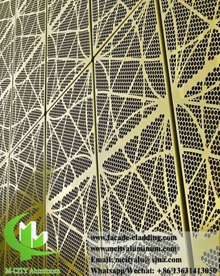 Bon prix Façade en aluminium perforé de couleur dorée avec des trous ronds et une surface revêtue de poudre pour les murs de bâtiments en ligne